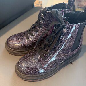 Nina Girls Purple Sparkle Lace-Up Boots